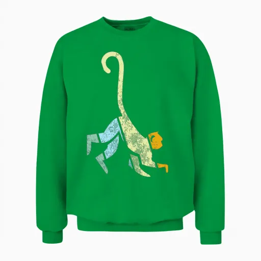 Monkey Retro Unisex Sweatshirt in Irish Green