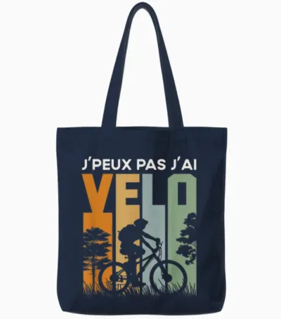 Biking Humour Je Peux Pas J'ai Bike T-Shirt, Black Tote Bags - Navy