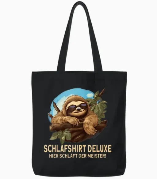 Sloth Pyjamas Sloth the Sleeps Sleep Tote Bags in Black