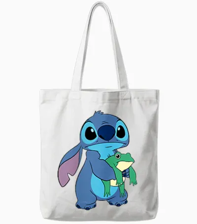 Disney Lilo & Stitch Small Pose T-Shirt, Black Tote Bags - White