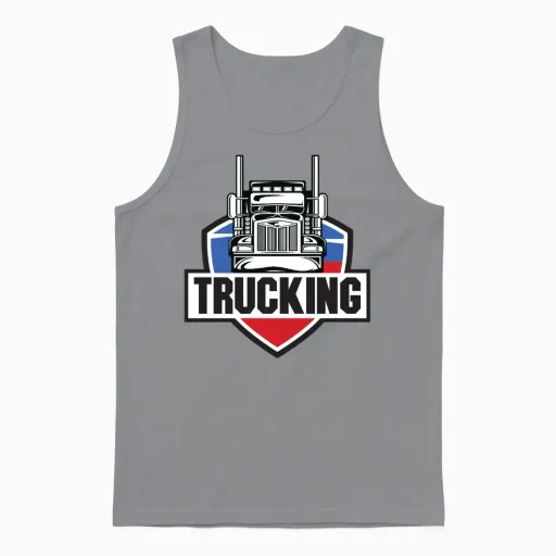 Trucking Shield Tee – Classic American Power Unisex Tank Top in Sport Grey