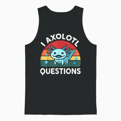 Kids I Axolotl Questions Funny Graphic Tees Unisex Tank Top - Black