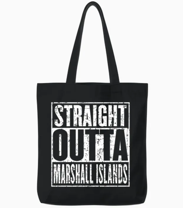 Straight Outta Marshall Islands Vintage Tote Bags in Black