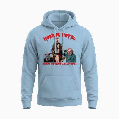 Horror Hotel Group Unisex Hoodie - Light Blue