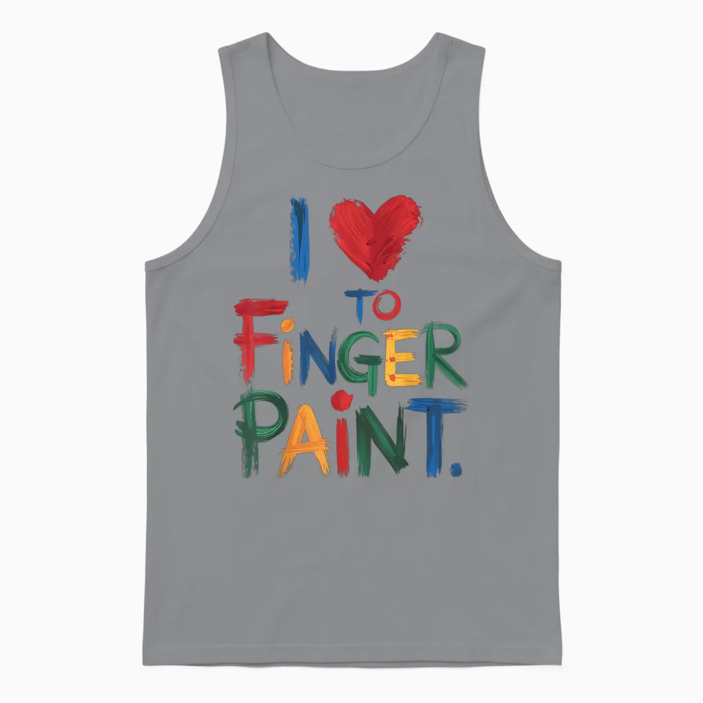 I Heart Love to Finger Paint I'm Paint Cute Couple Valentine Unisex Tank Top in Sport Grey