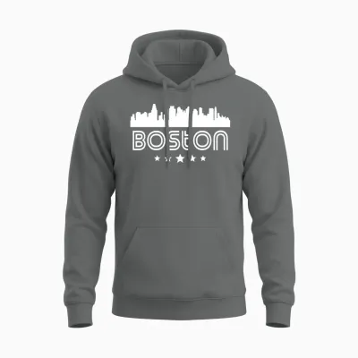 Retro Boston Skyline Unisex Hoodie - Graphite Heather