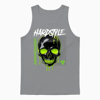 Hardstyle Rave Outfit Grüner Acid Skull Retro Unisex Tank Top - Sport Grey
