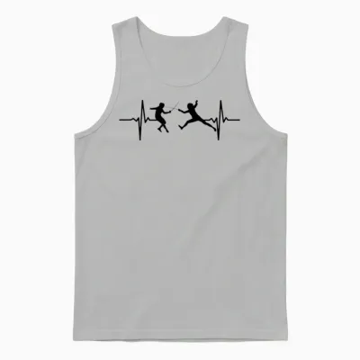Fencing Game Fencer Sports Cardiogram Fencing T-Shirt, White, S Unisex Tank Top - Ash