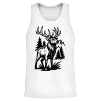 Majestic Forest Elk Lineart Unisex Tank Top - White – 2