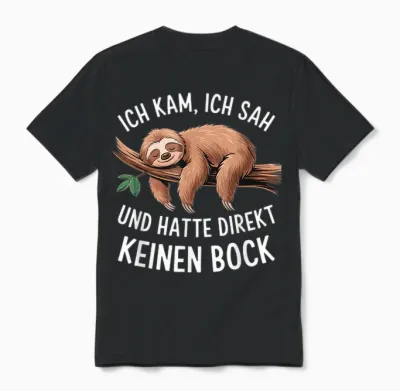 Sloth Saying Funny Teenager Sleep Shirt Sleep T-Shirt, Black Unisex T-Shirt - Black