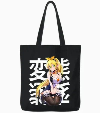 Anime Japonais Kawaii Waifu Elf Otaku Manga Cosplay Tote Bags - Black