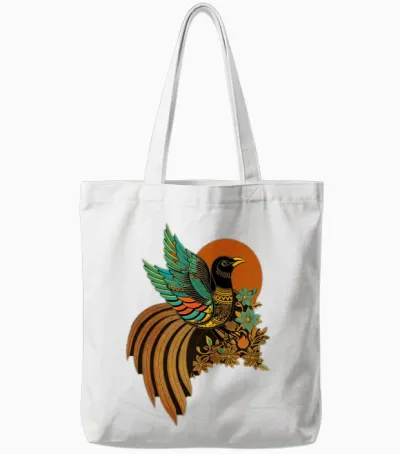 Retro Java Bird Tote Bags - White