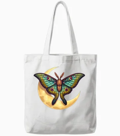 Moon Moth Mosaic Tote Bags - White