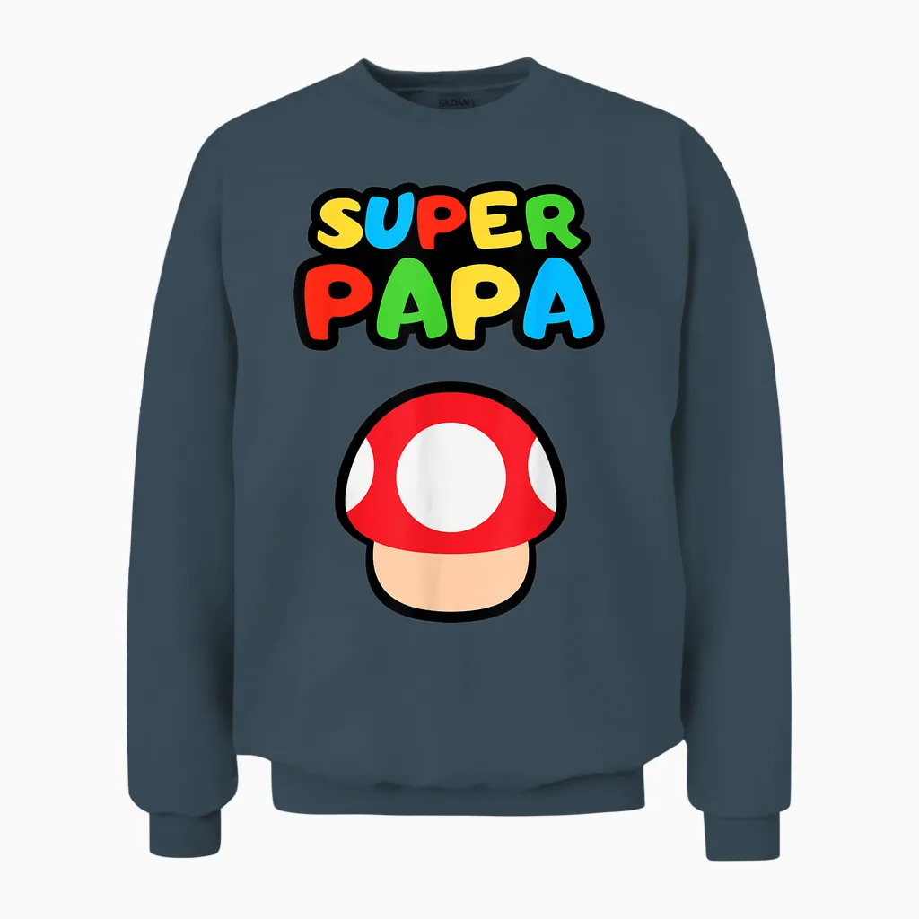 Pilz Super Papa Dad Gift Unisex Sweatshirt in Dark Heather