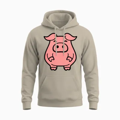Little Cute Piggy Pig Piglet Fat Chubby Animal Unisex Hoodie - Sand