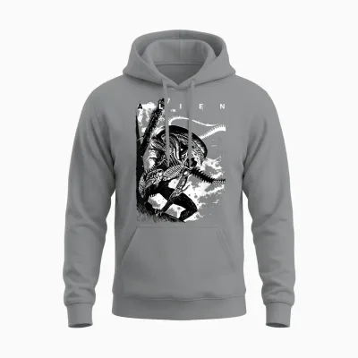 Aliens Iconic Epic Xenomorph in the Dark Big Chest Unisex Hoodie - Sport Grey