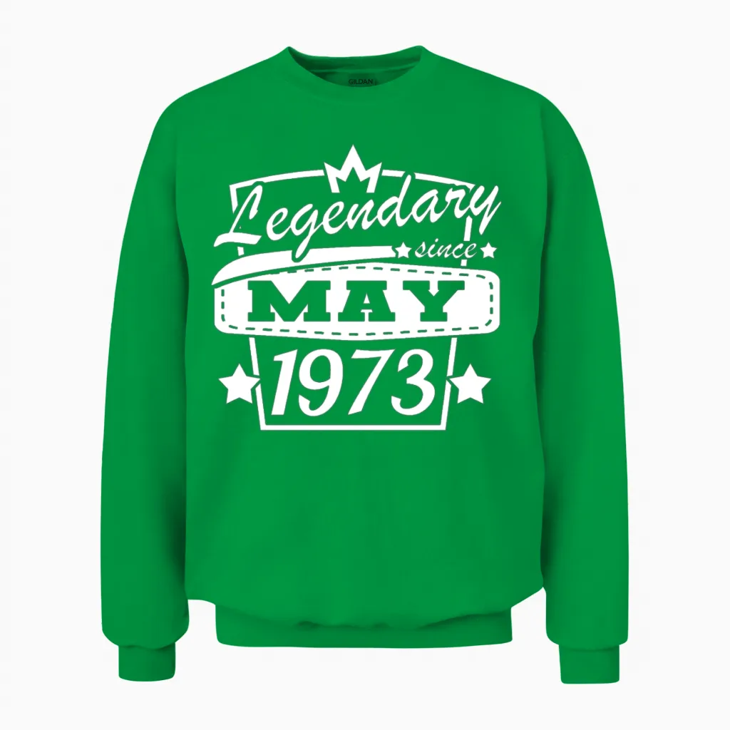 May 1973 Retro Birthday Unisex Sweatshirt in Irish Green