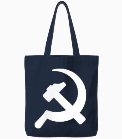 Hammer Sichel Minimalistische Grafik Kommunismus Sozialismus Tote Bags - Navy