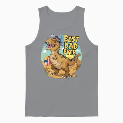 Father's Day Usa T-Rex Best Dad Ever Unisex Tank Top - Sport Grey
