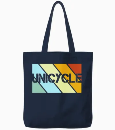 Unicycle Retro Tote Bags - Navy