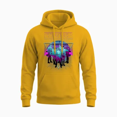 Stranger Things Group Shot Neon Triangle Unisex Hoodie - Gold