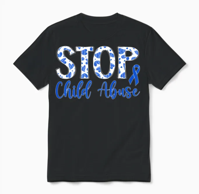Stop Child Abuse Prevention Month Child Abuse Unisex T-Shirt in Black