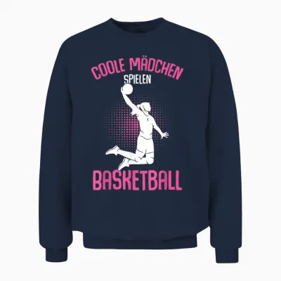 Cool Girls Playing Basketball Basketball Children's Unisex Sweatshirt - Navy