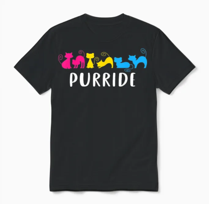 Chats Purride Fierté Pansexuelle Lgbtq Couleurs Drapeau Pan Unisex T-Shirt in Black