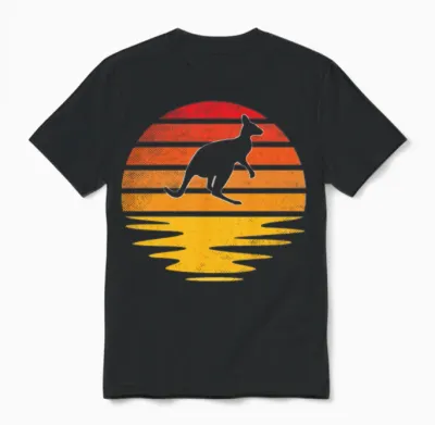 Kangaroo Retro Unisex T-Shirt - Black