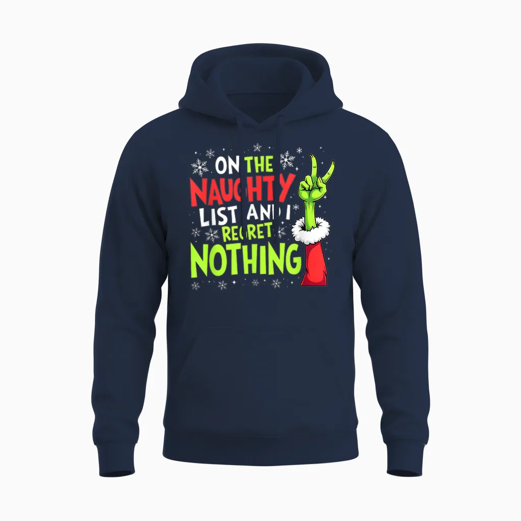 Funny Naughty List Christmas Holiday 2025 Family Matching Unisex Hoodie in Navy