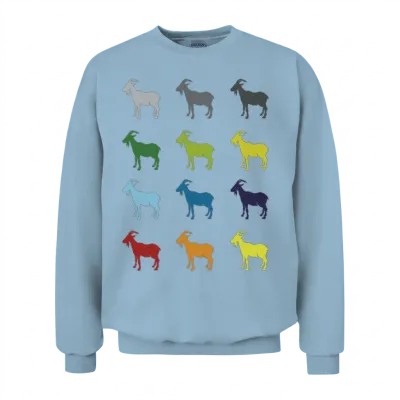 Neon Pop Art Retro Goat Animal Gift Idea Unisex Sweatshirt - Light Blue