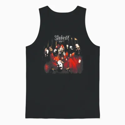 Slipknot Official Self Titled T-Shirt - Men's Black Small Crew Neck Short Sleeve Unisex Tank Top - Black