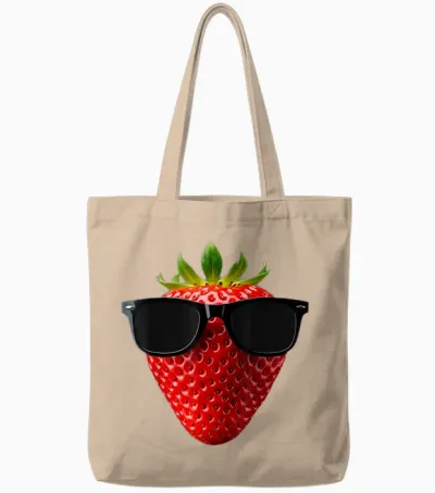 Coole Erdbeere Trägt Sonnenbrille Lustige Früchte Tote Bags - Natural