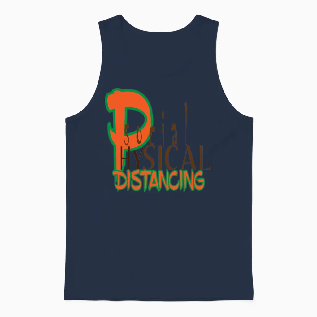 Social / Physical Distancing Unisex Tank Top in Navy
