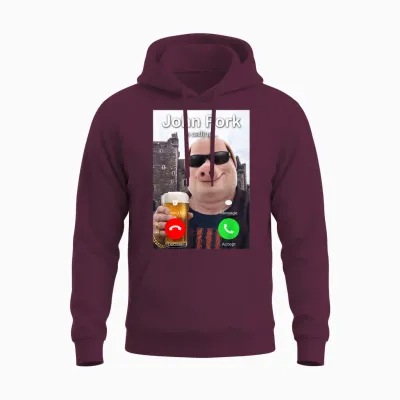 Funny Beer Day John Pork Is Calling Meme Unisex Hoodie - Maroon