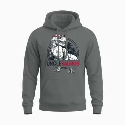 Unclesaurus T Shirt T Rex Uncle Saurus Dinosaur Unisex Hoodie - Graphite Heather