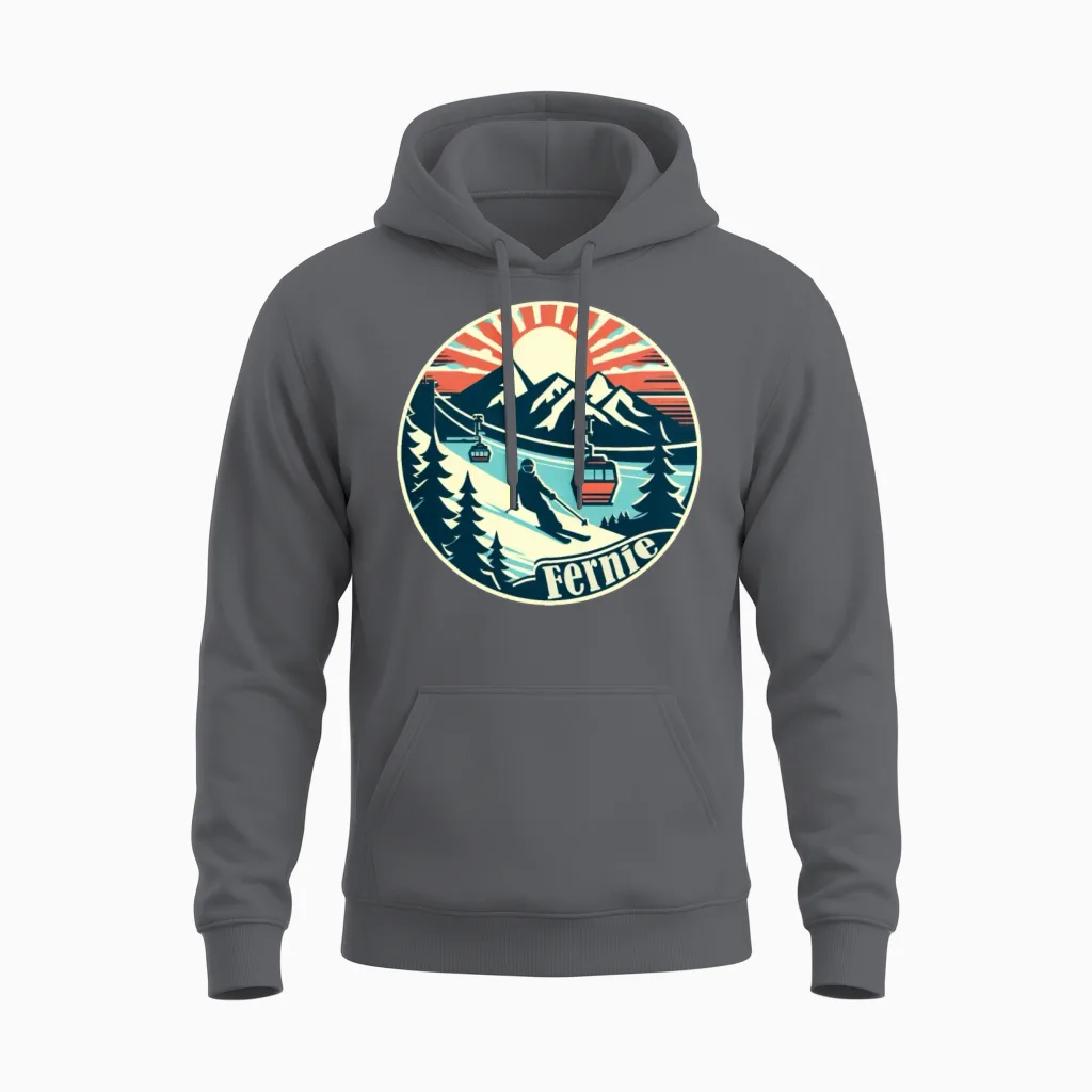 Fernie, Canada - Winter Sports and Ski Vacation Unisex Hoodie in Charcoal