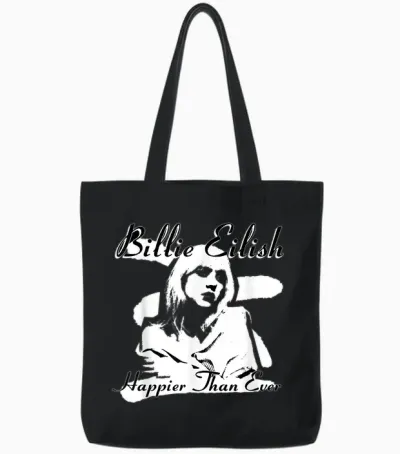 Official Billie Eilish Happier Than Ever Black Tote Bags - Black
