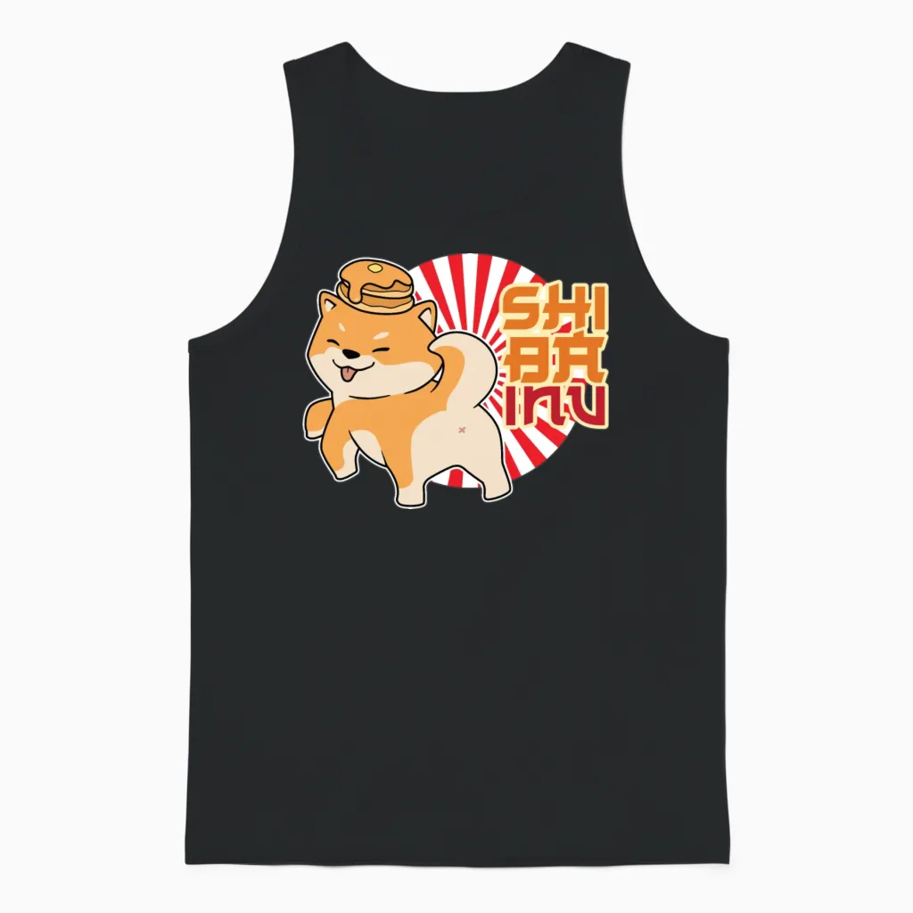 Shiba Inu Japanese Dog Breed Pancake Hunting Dog Unisex Tank Top in Black