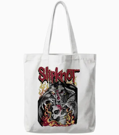 Slipknot Brain Reaper Tote Bags - White
