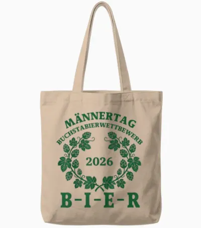 Männertag 2026 Bier Buchstabierwettbewerb – Vatertag Humor Tote Bags - Natural