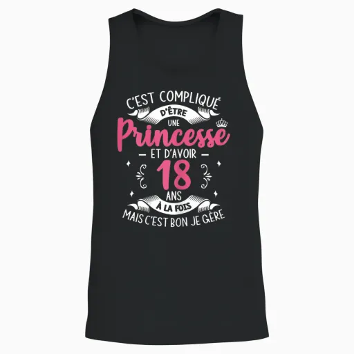 It's Complicated to Be Princess Birthday Girl 18 Years Old T-Shirt, Black, Female X-Small Unisex Tank Top - Black