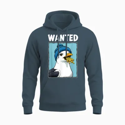 Wanted Fries Seagull Unisex Hoodie - Dark Heather