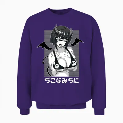Anime Waifu Hentai Anime Lover Anime Girl Japanese Aesthetic T-Shirt, Black Unisex Sweatshirt - Purple