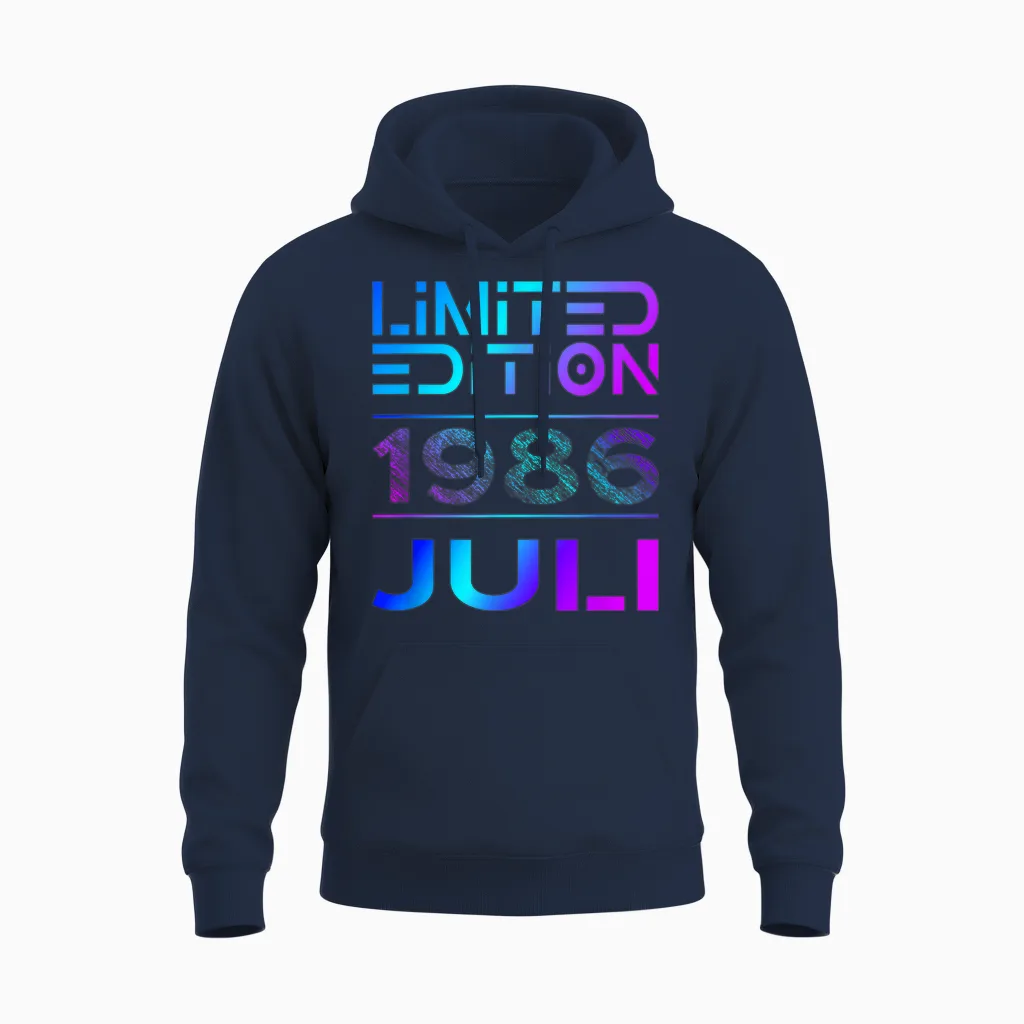 Limited Edition Juli 1986 Mann Frau 40. Geburtstag Unisex Hoodie in Navy