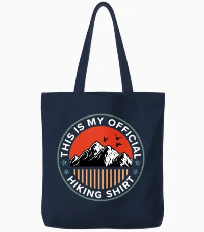 This Is My Official Hiking Shirt Wanderlust Tote Bags - Navy