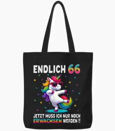 66 Geburtstag Geschenke Frau Mann Party Outfit Einhorn Tote Bags - Black