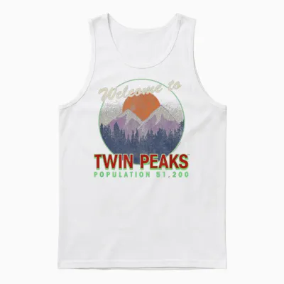 Twin Peaks Illustrated Welcome to Twin Peaks Pop. 51,200 Tv T-Shirt, Black, S Unisex Tank Top - White