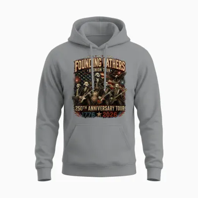 Funny Founding Fathers Reunion Tour Rockstar Graphic Unisex Hoodie - Sport Grey