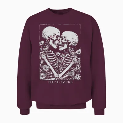 The Lovers Tarot Gothic Occult Pastel Goth Creepy Cute Unisex Sweatshirt - Maroon